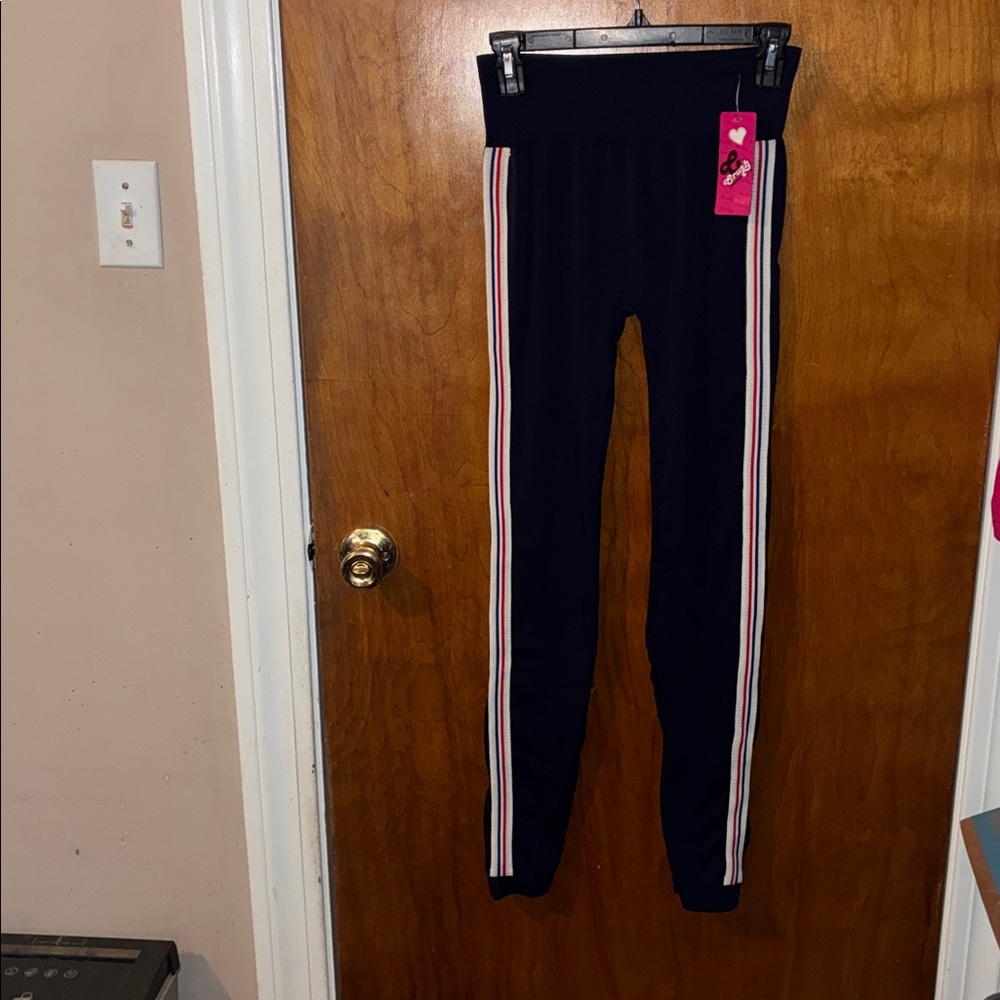 Women's Black Leggings with Striped Detail